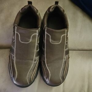 Men's Slip-On Casual Leather-Look Shoes in Dark Brown